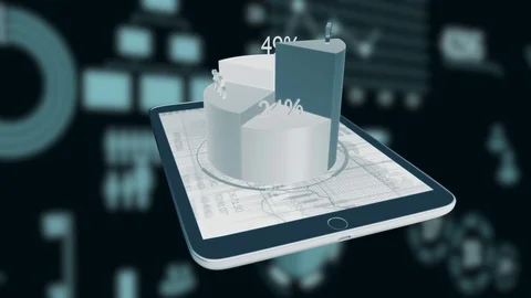 Tablet Computer Screen Showing Business Sales Charts Diagrams Animation Stock Footage 98551029