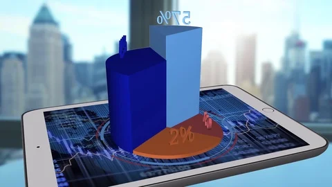 Tablet Computer Screen Showing Business Sales Charts Diagrams Animation Stock Footage 98551070