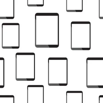 Tablet computer seamless pattern background. Business flat vector illustratio Stock Illustration
