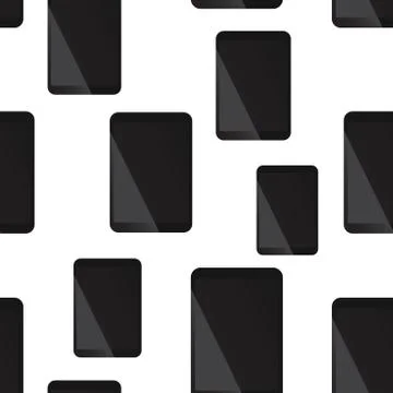 Tablet computer seamless pattern background. Business flat vector illustratio Illustrazione stock