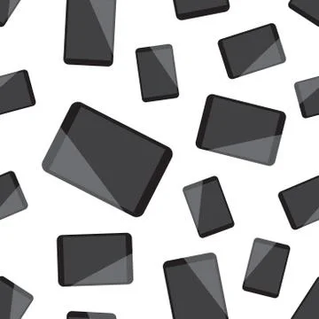 Tablet computer seamless pattern background. Business flat vector illustratio Illustrazione stock