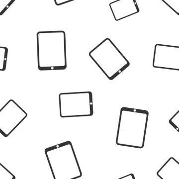 Tablet computer seamless pattern background. Business flat vector illustratio 스톡 일러스트