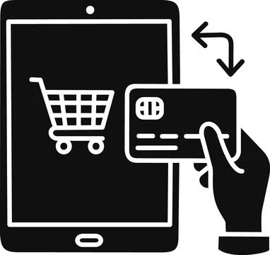 Tablet computer with shopping cart and credit card 库存插图