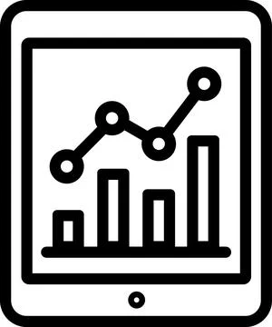Tablet computer showing financial graph analytical chart イラスト素材