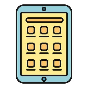 Tablet computer showing mobile applications on screen Stock Illustration