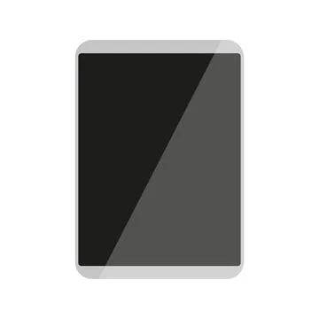 Tablet computer silver touch screen black flat Stock Illustration