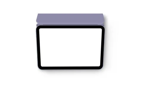 Tablet Computer With Smart Case, Blank Screen, Top View Stock Illustration