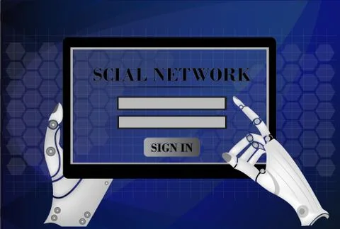 Tablet computer with social network and in hands 스톡 일러스트