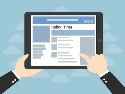 Tablet computer with social network and in businessman hands Stock Illustration