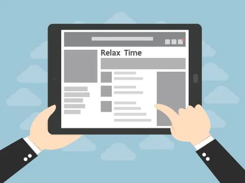 Tablet computer with social network and in businessman hands Stock Illustration