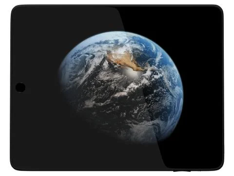 Tablet Computer with Space Planet Stock Photos
