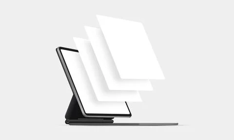 Tablet Computer on Stand With Blank Wireframing Pages Stock Illustration