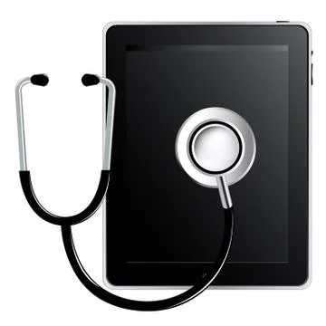Tablet computer with stethoscope Stock Illustration