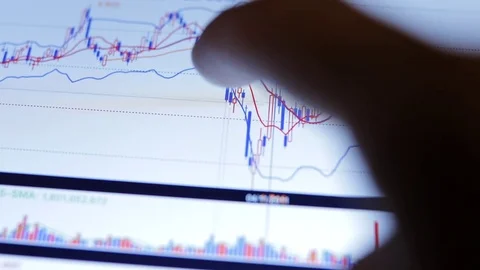 Tablet computer with stock market graph Stock Footage 80174305