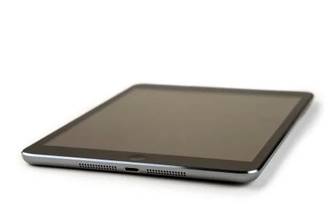 Tablet computer on table. Business concept notepad device screen on isolated  Stock Photos