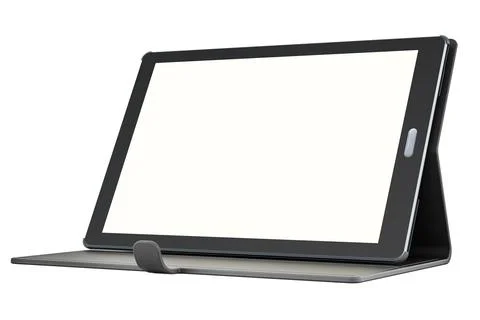 Tablet computer, tablet pc with blank screen in case, 3D rendering Stock Illustration