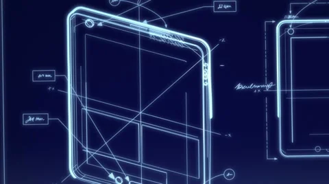 Tablet Computer Technical Design Animation Stock Footage
