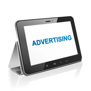 Tablet computer with text advertising on display Stock Illustration