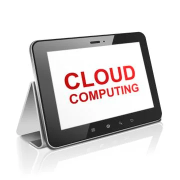 Tablet computer with text cloud computing on display Stock Illustration