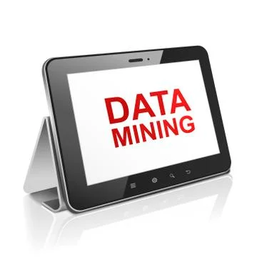 Tablet computer with text data mining on display 스톡 일러스트