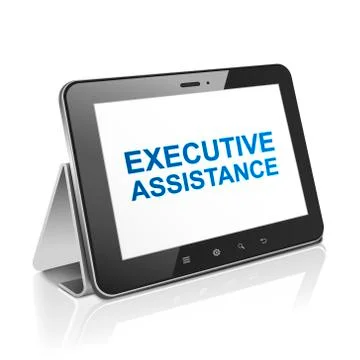 Tablet computer with text executive assistance on display Stock Illustration