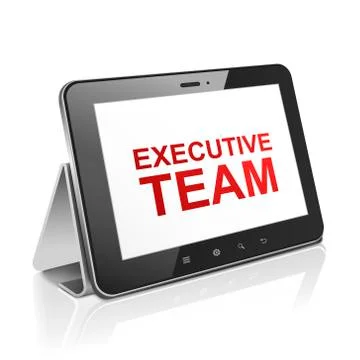 Tablet computer with text executive team on display Stock Illustration