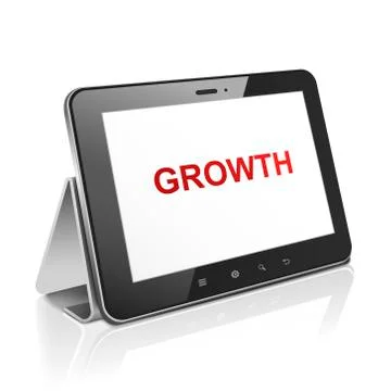 Tablet computer with text growth on display Stock Illustration
