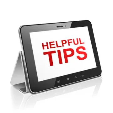 Tablet computer with text helpful tips on display イラスト素材