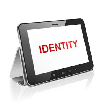 Tablet computer with text identity on display Stock Illustration