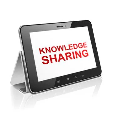 Tablet computer with text knowledge sharing on display Stock Illustration