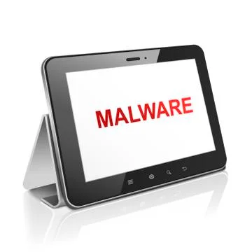 Tablet computer with text malware on display Stock Illustration