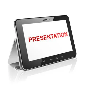 Tablet computer with text presentation on display Stock Illustration