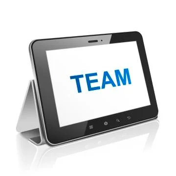 Tablet computer with text team on display Stock Illustration