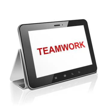 Tablet computer with text teamwork on display Stock Illustration