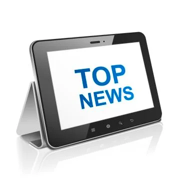 Tablet computer with text top news on display Stock Illustration