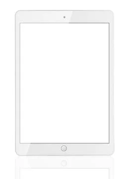 Tablet computer with touch screen. Glass reflection. Isolated on white Stock Illustration