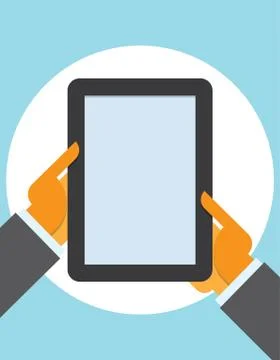 Tablet computer in user hands Illustrazione stock