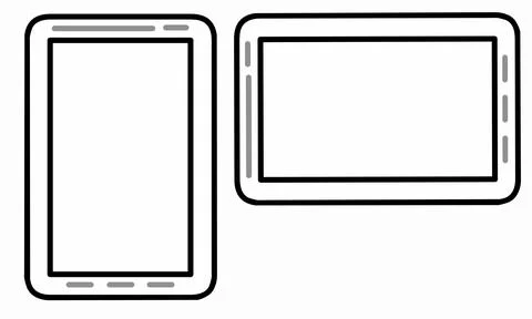 Tablet Computer Vector Illustration with Horizontal and Vertical Perspective Vie Stock Illustration