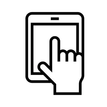 Tablet computer vector illustration, line style icon Illustrazione stock