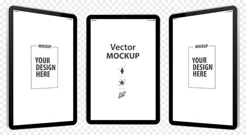 Tablet Computer Vector Mockup Illustration with Perspective View. Stock Illustration