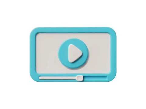 Tablet computer with video player 3D vector, portable device in blue case Stock Illustration