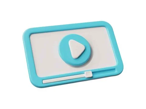 Tablet computer with video player vector 3D, volume portable device in blue case Stock-Illustration