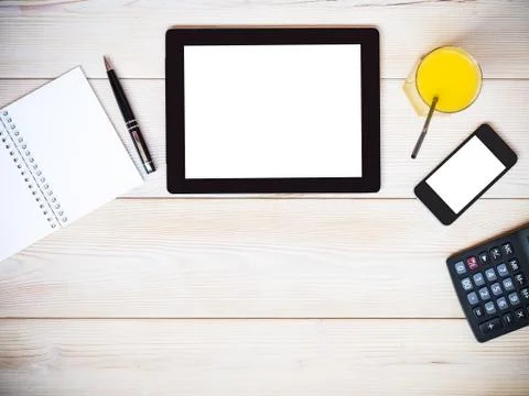 Tablet computer. View from above Stock Photos