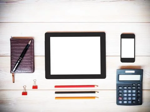 Tablet computer. View from above Stock Photos