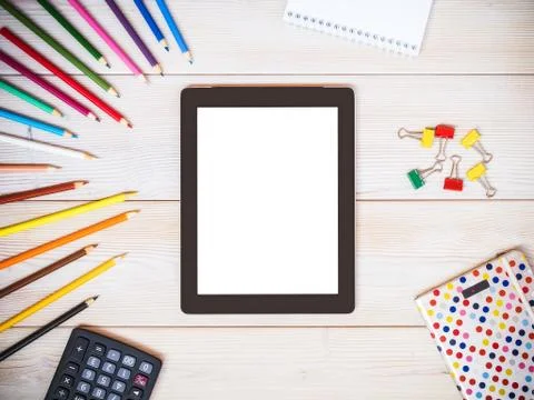 Tablet computer. View from above Stock Photos