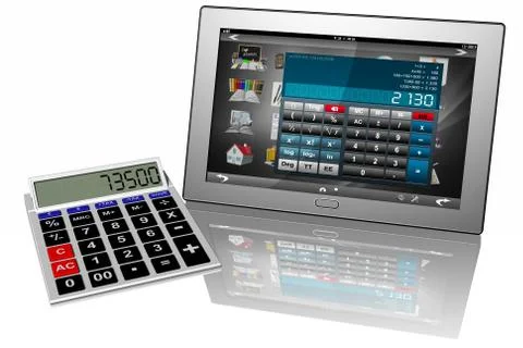 Tablet computer white background - 3D illustration. Illustrazione stock