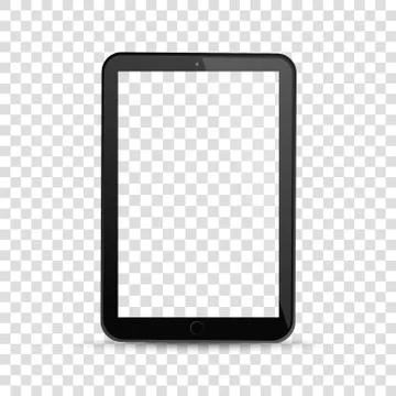 Tablet computer with white blank screen display. Realistic black digital device Stock Illustration