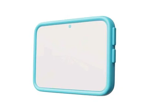 Tablet computer with white blank screen 3D vector, portable device in blue case Stock Illustration