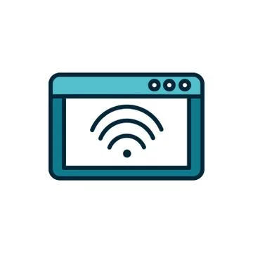 Tablet computer wifi internet of things line and fill icon 스톡 일러스트