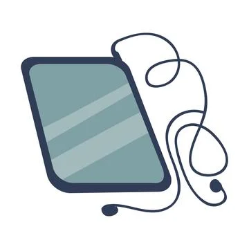 Tablet computer with wired headphones semi flat color vector object Illustrazione stock